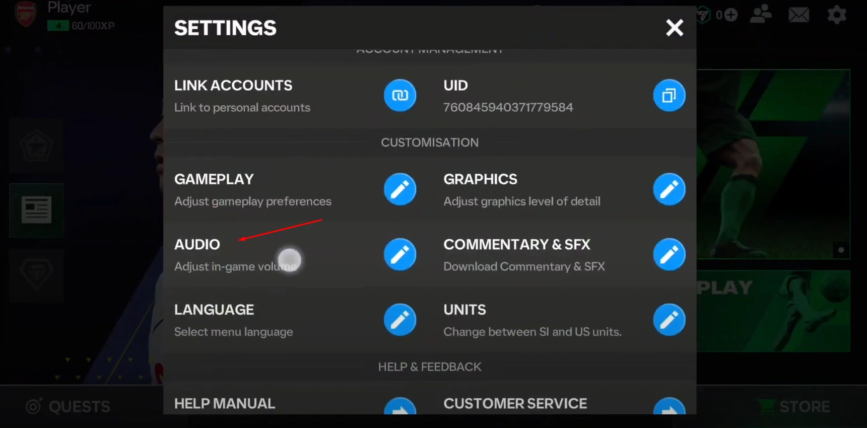 Menu Audio Pes Fc Mobile