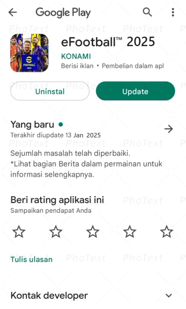 Update Efootball Pes